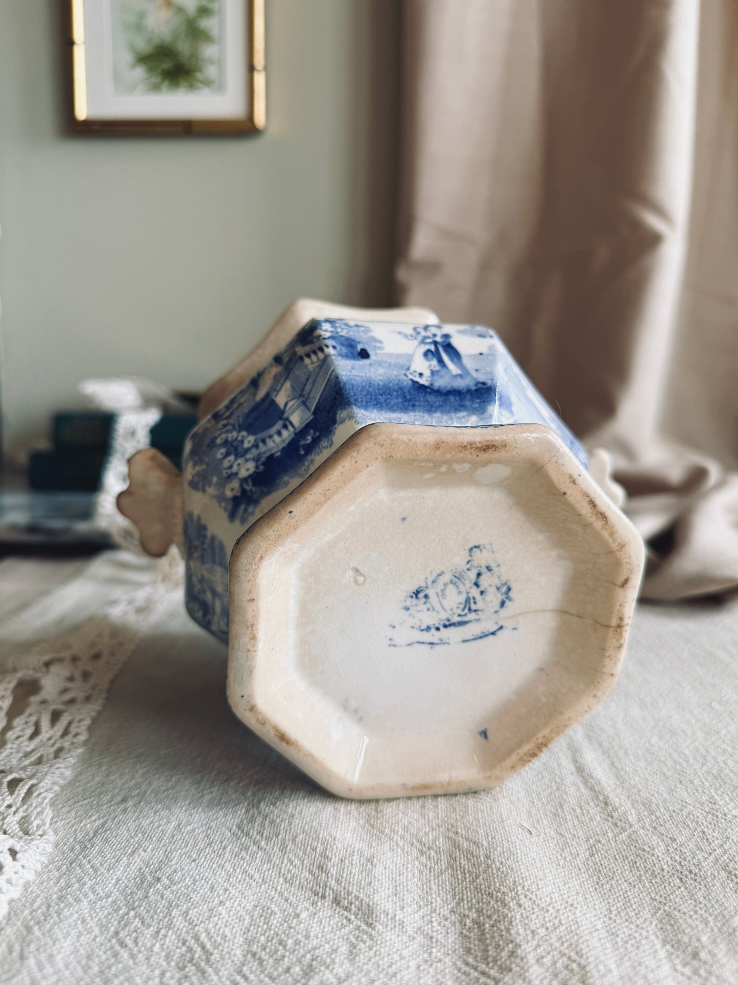 Antique English Ironstone Transfer ware sugar bowl
