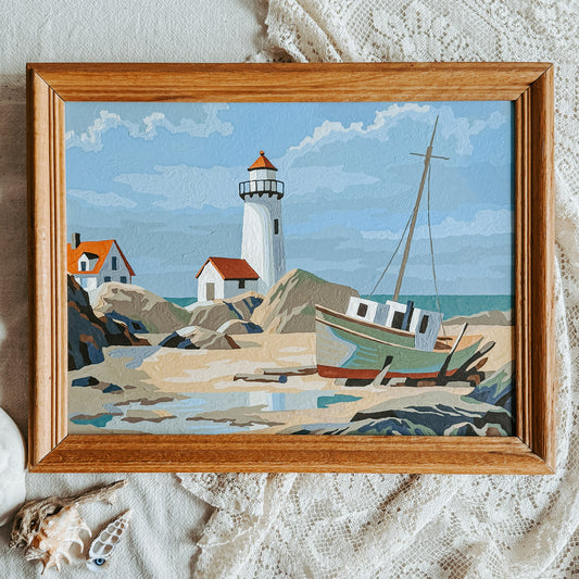 Large Framed Sailboat Mid Century Paint By Number