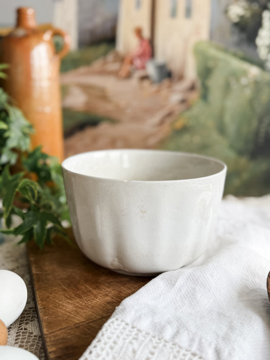 Medium stained and crazed antique ironstone bowl