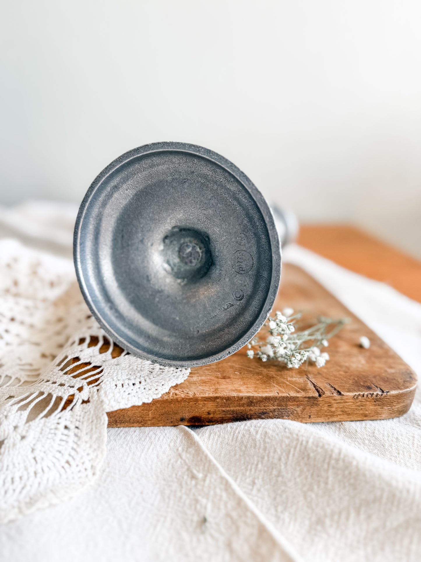 Large Pewter Candlestick | Shop Sustainable Antiques/Vintage Boutique | Farmhouse Cottage Mid Century Coastal Home Decor
