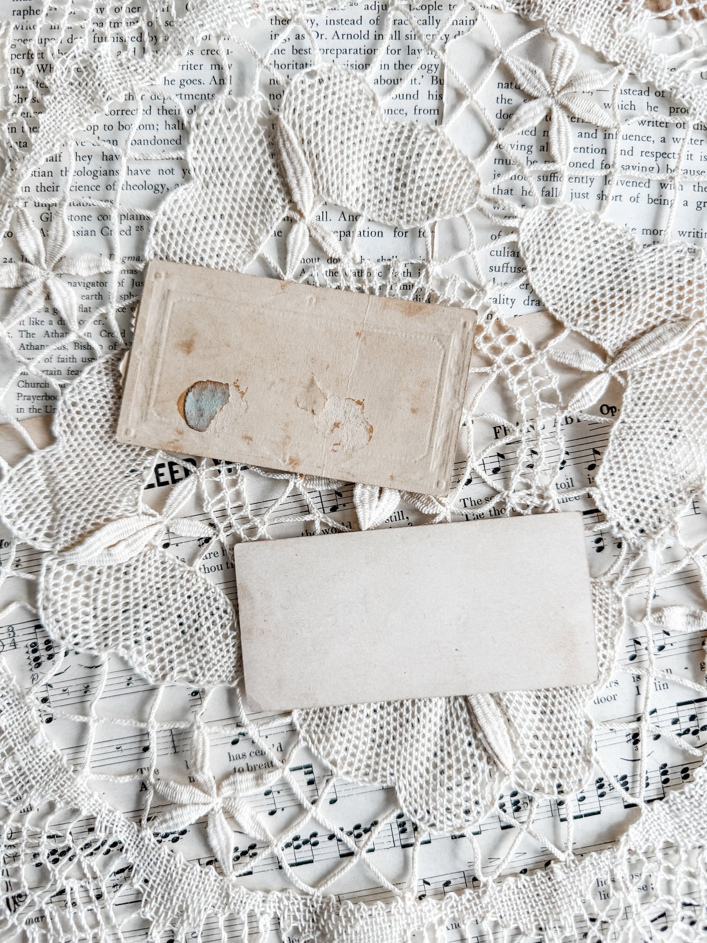 Set of two antique Victorian calling cards