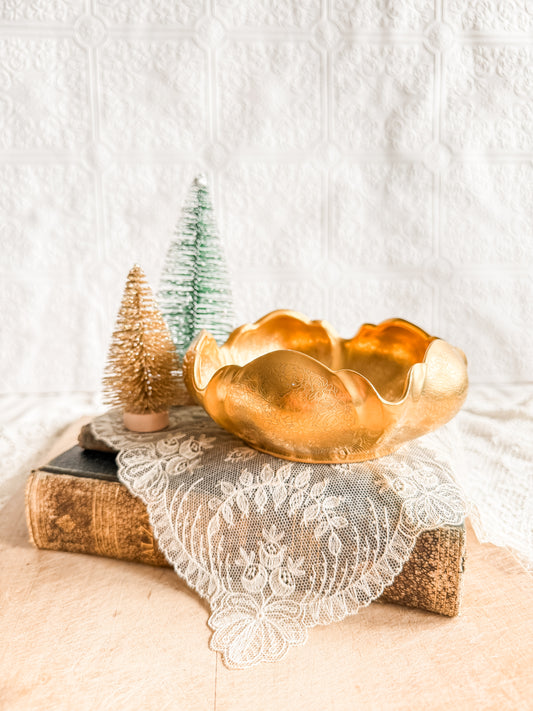Gold lotus shaped bowl by Pickard