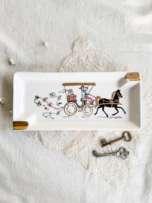 Vintage Lefton ashtray with carriage scene