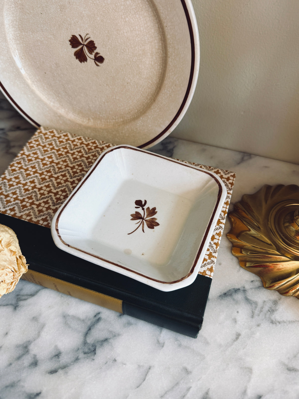 Square ironstone tea leaf square dish