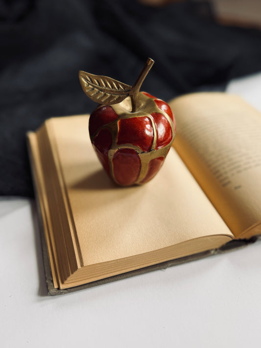 Brass and red enamel apple