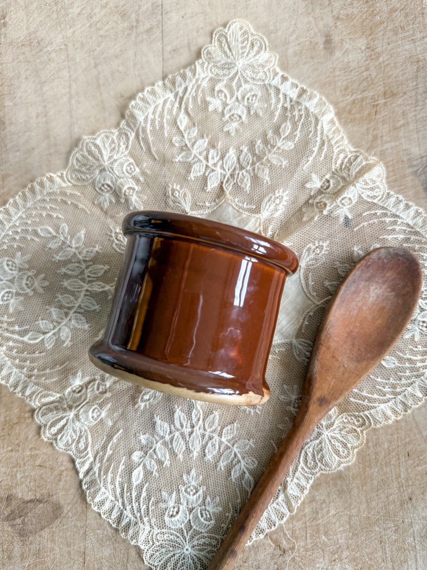 Small Brown Stoneware Cream Pot