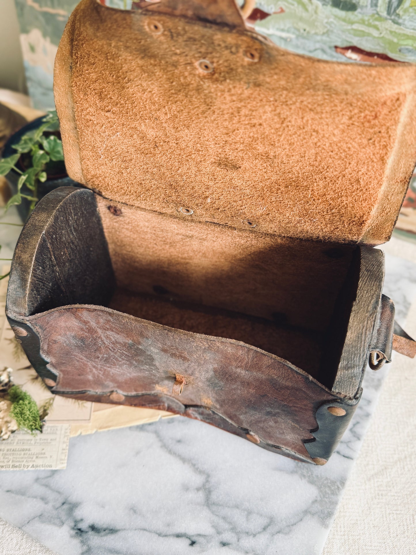 Unique Leather Bag with metal clasp