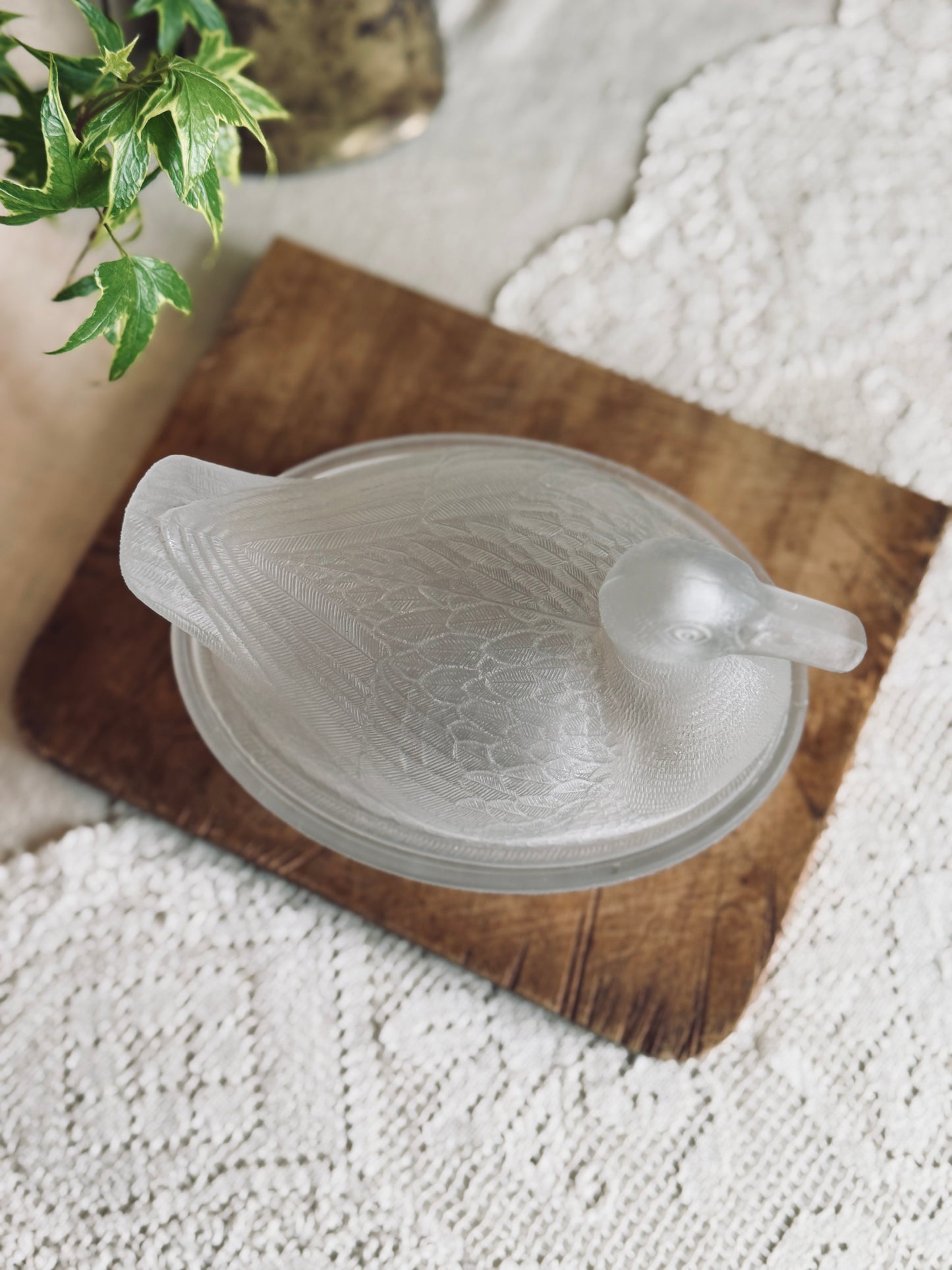 Antique Glass Nesting Duck