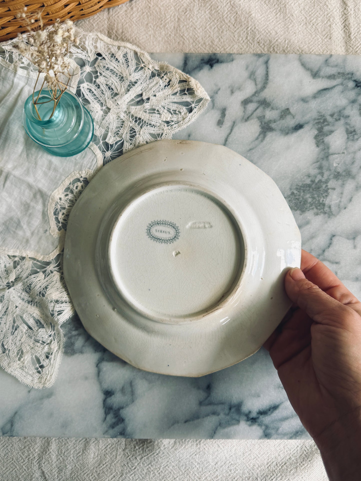 Antique Grey transferware luncheon/dessert plate