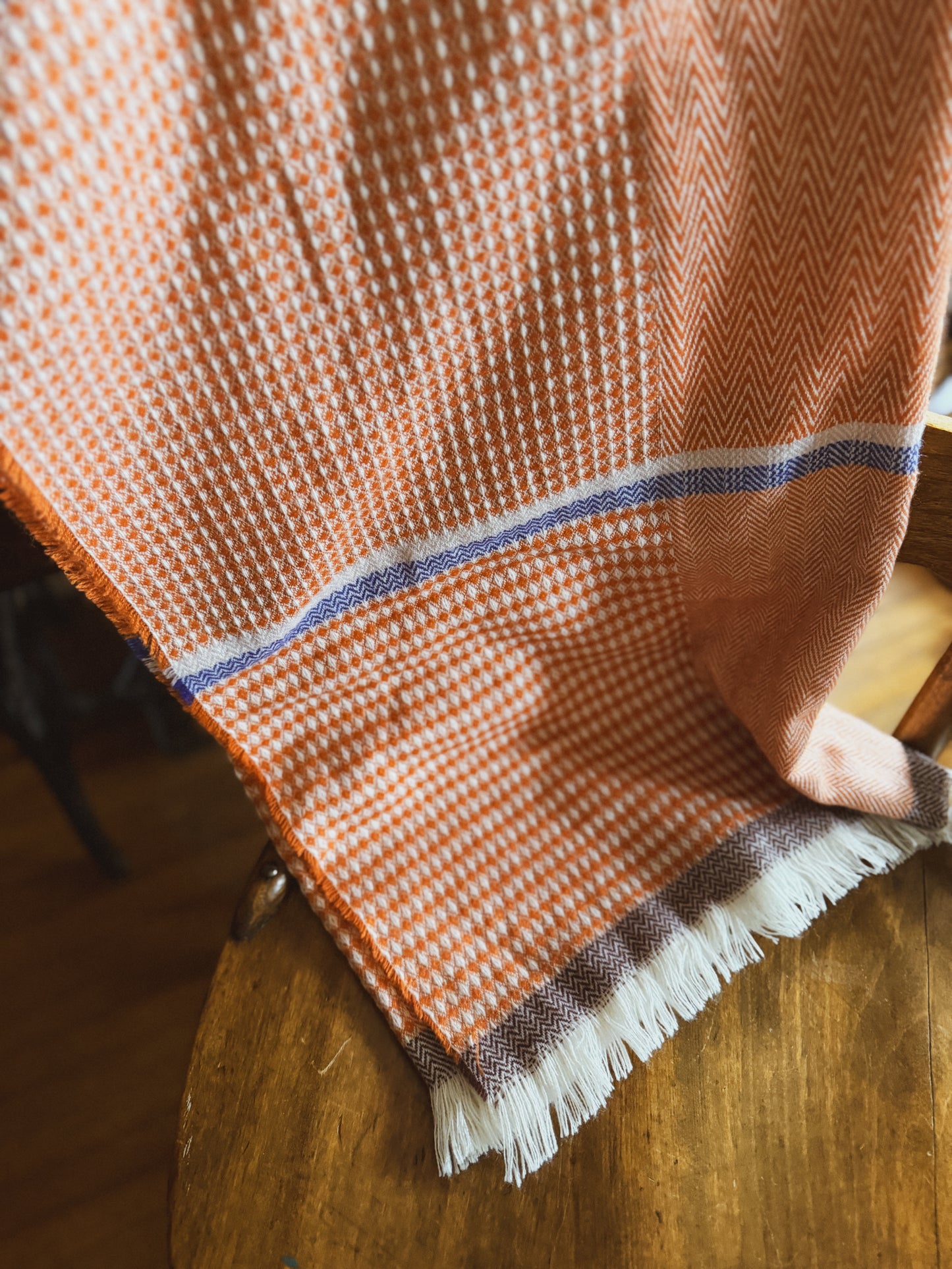 Orange and blue throw