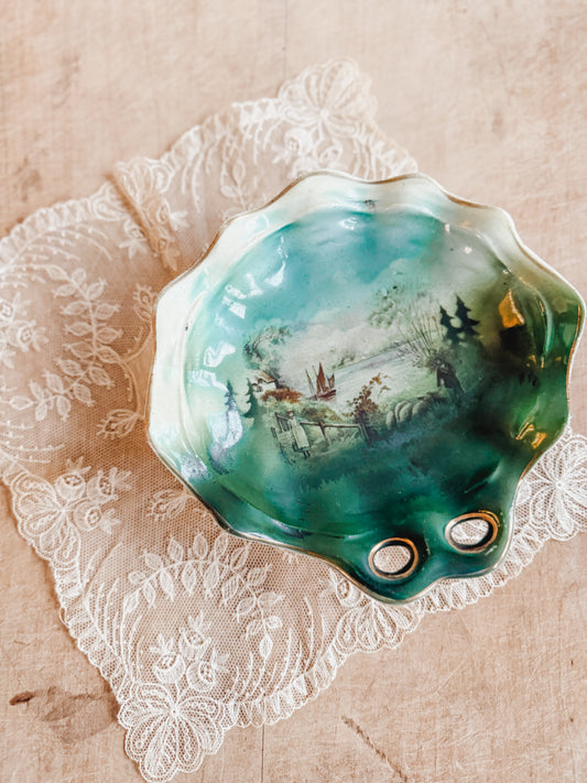 Austrian Painted Porcelain Shell Dish