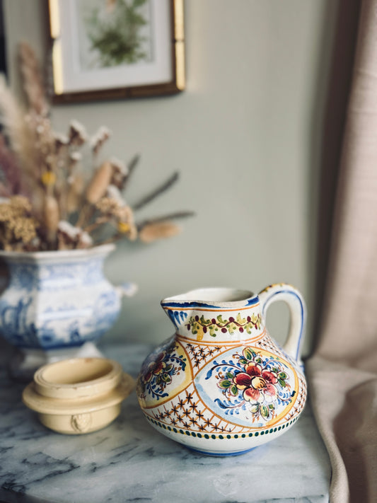 Hand painted vintage Portuguese pitcher