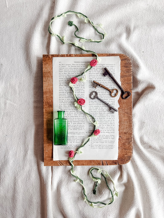 Crochet Flower Crown with Pink Roses | Handmade Artisan Gift Boutique