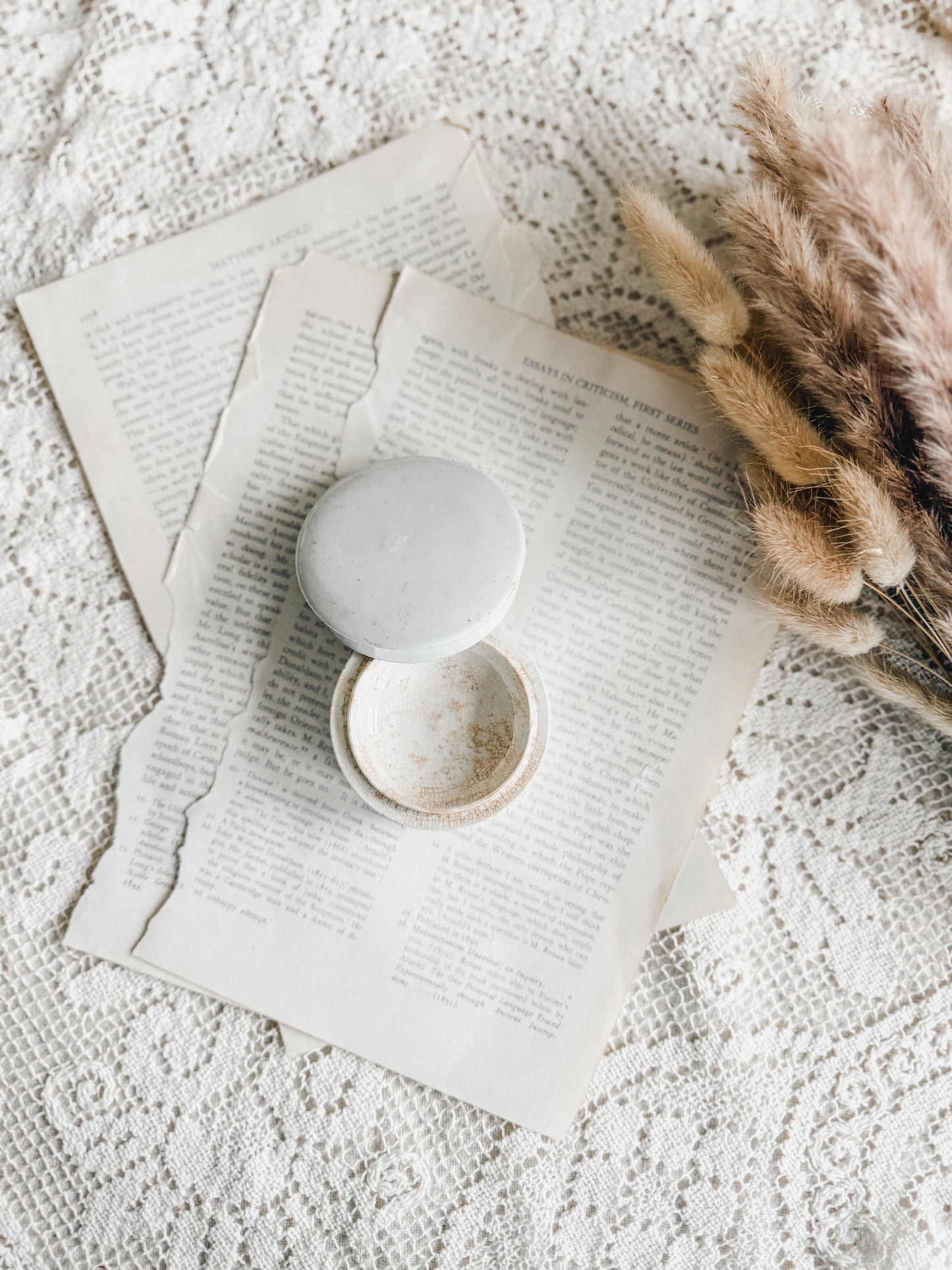 Small antique lidded ironstone apothecary pot