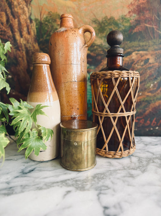 Small lidded brass canister