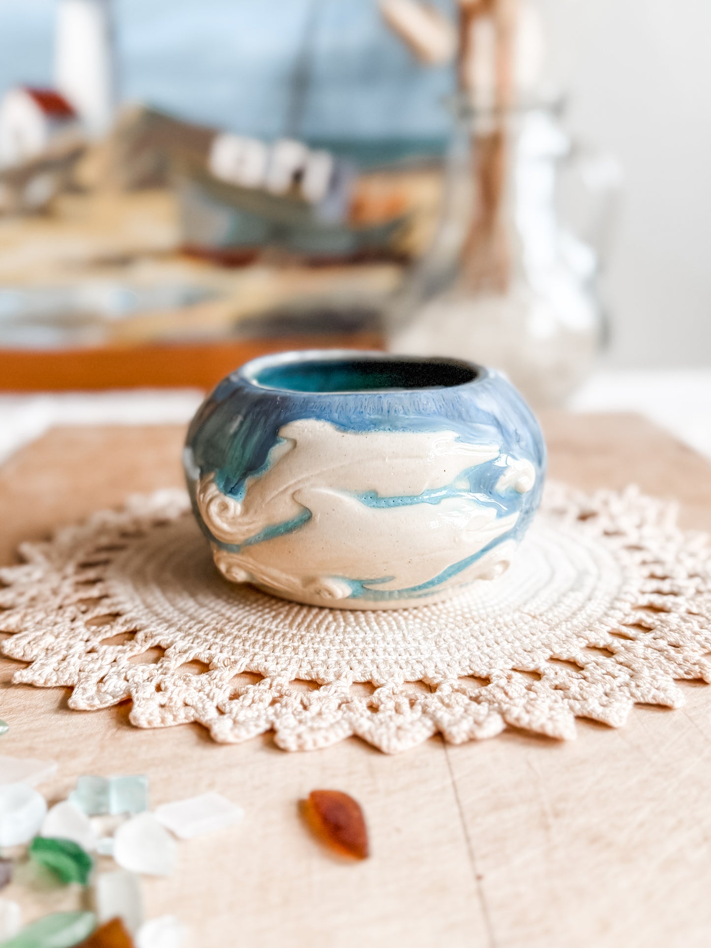 Dolphin Pottery Bowl or Planter