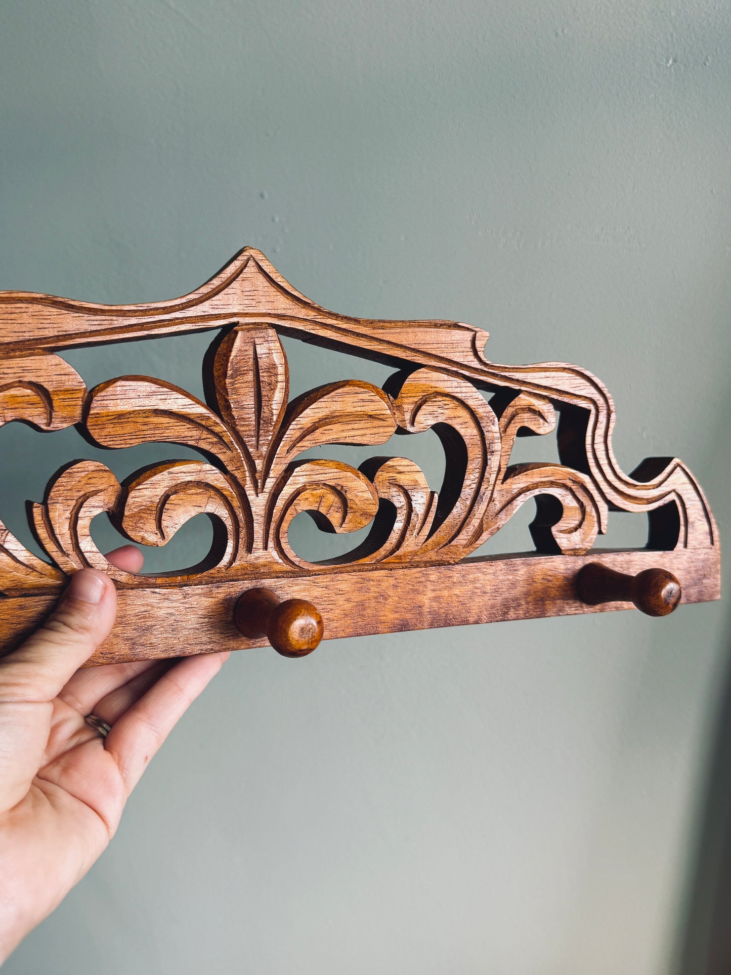 Vintage Handcarved wooden rack