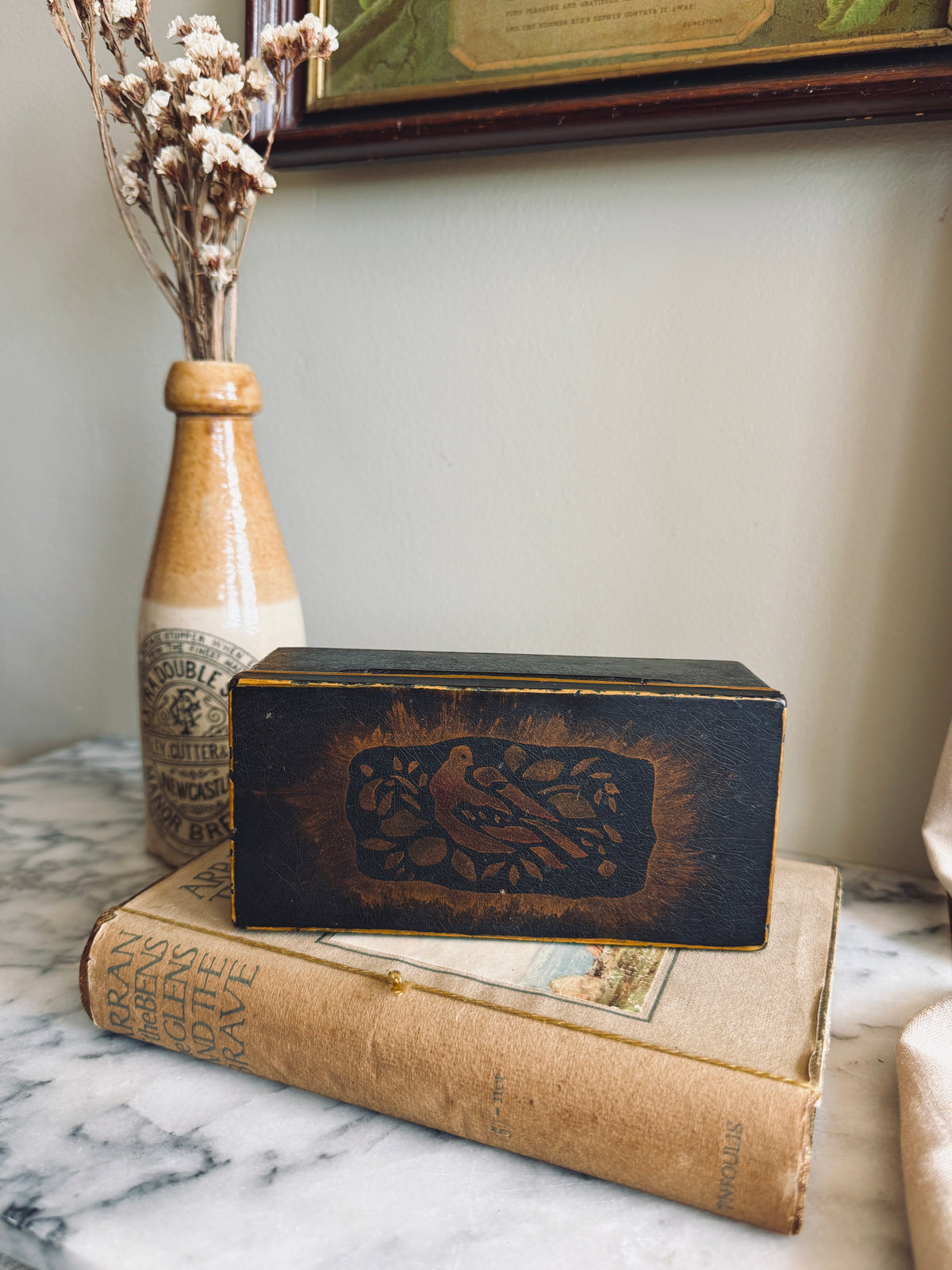Antique handpainted toleware box
