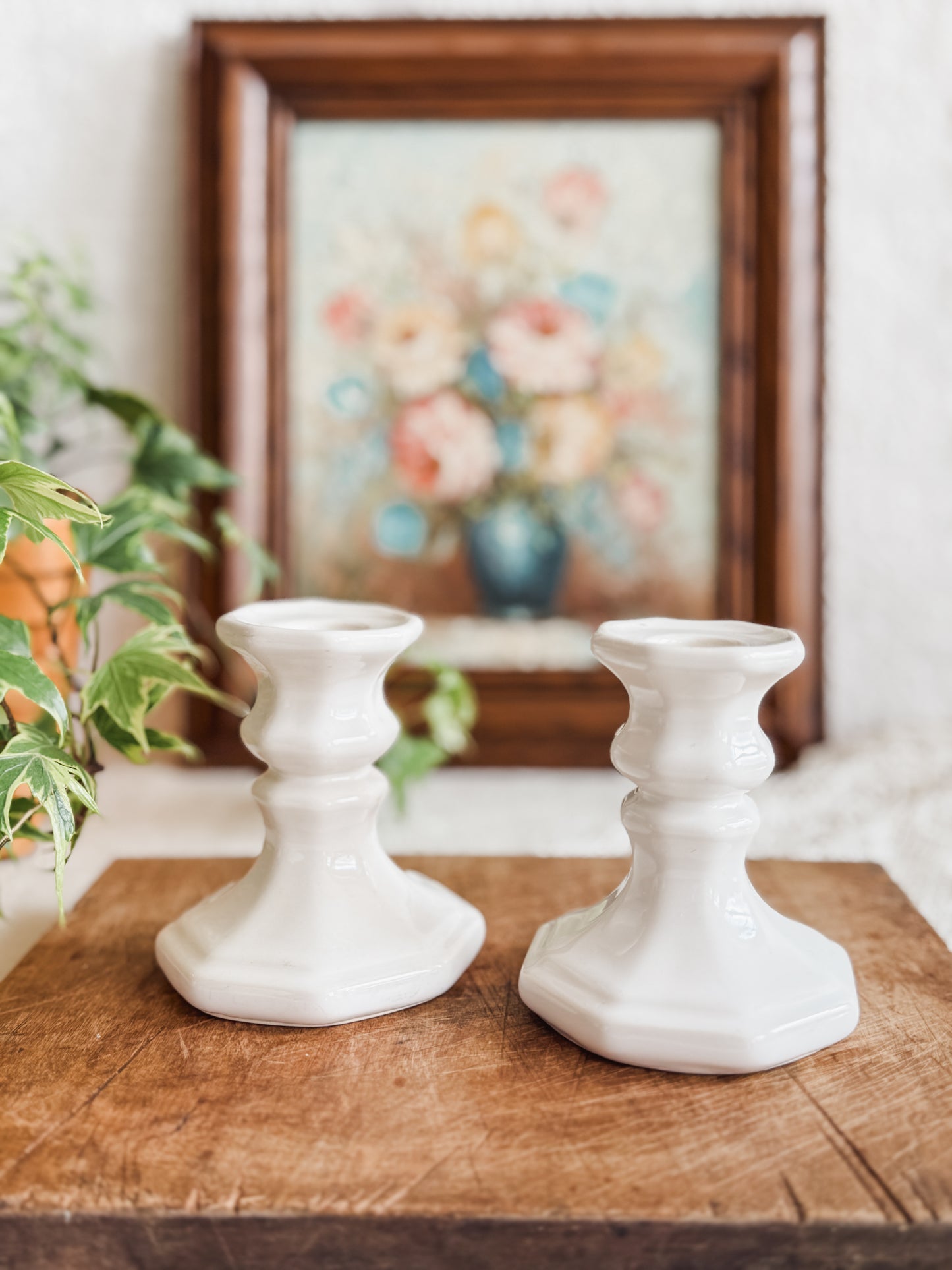 Pfaltzgraff Heritage White Candle Sticks set of 2