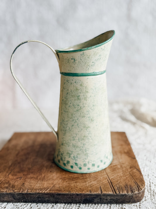 Handpainted green and yellow pitcher