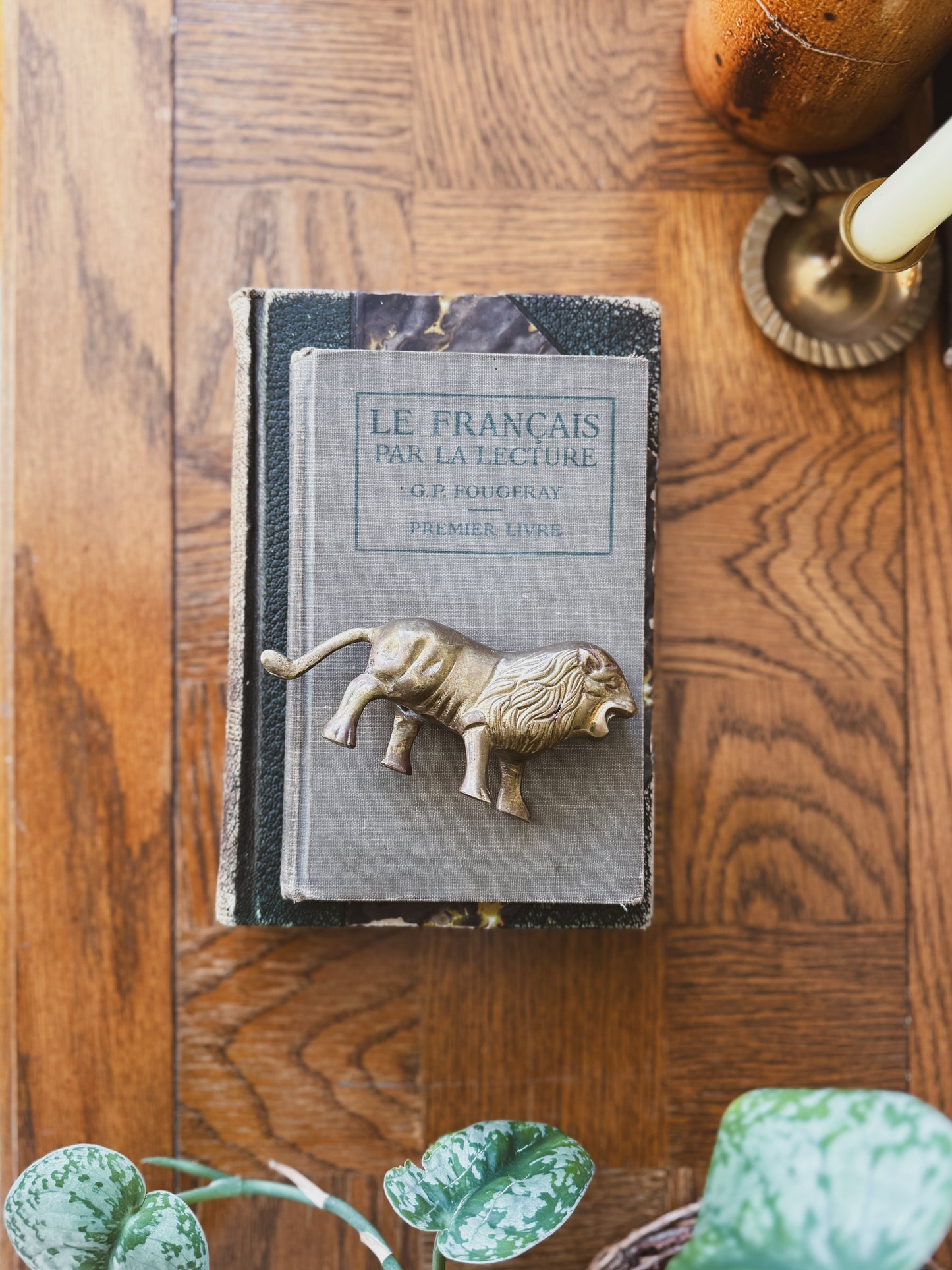 Small vintage brass lion