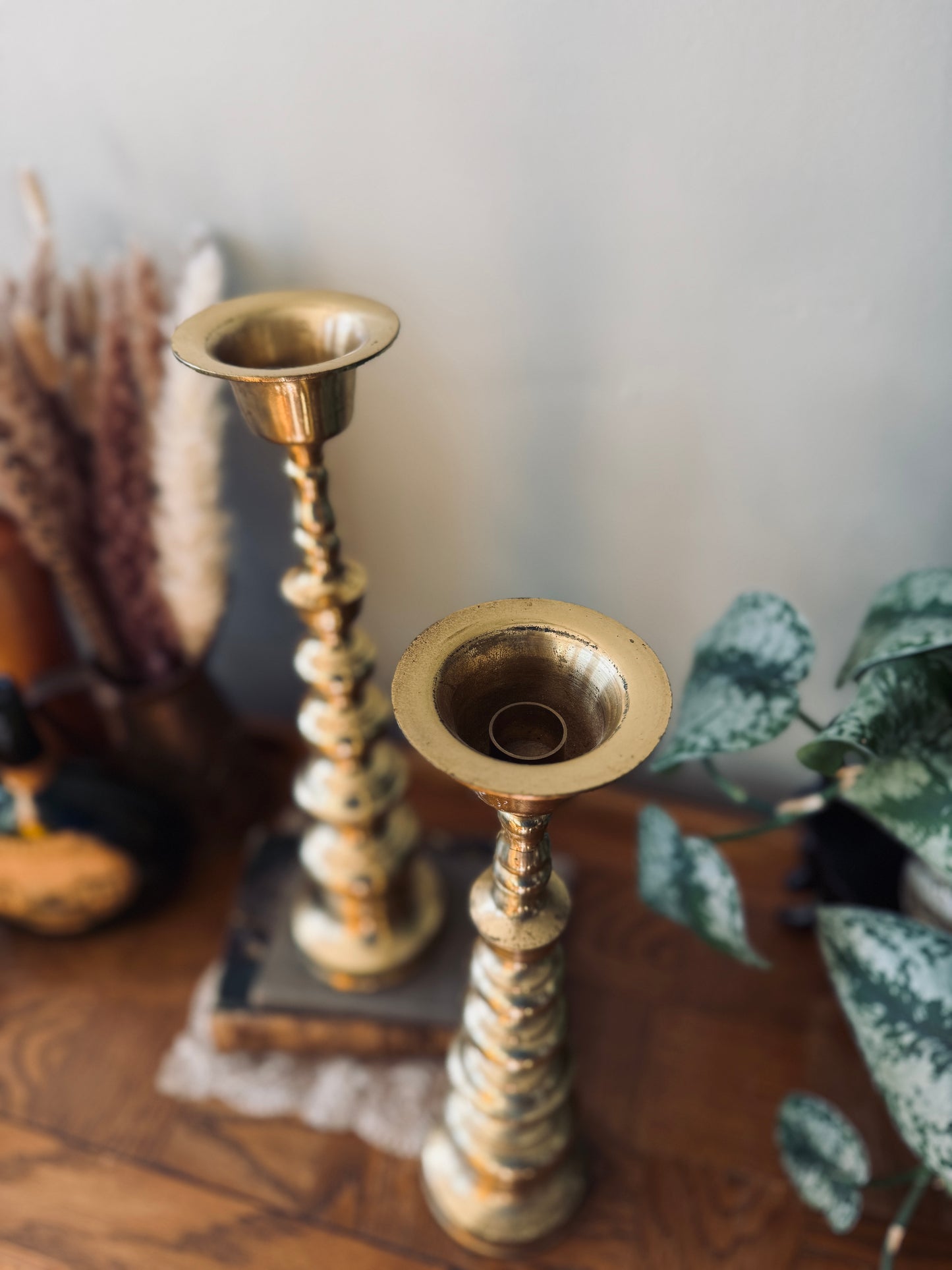 Extra large brass candlestick holders
