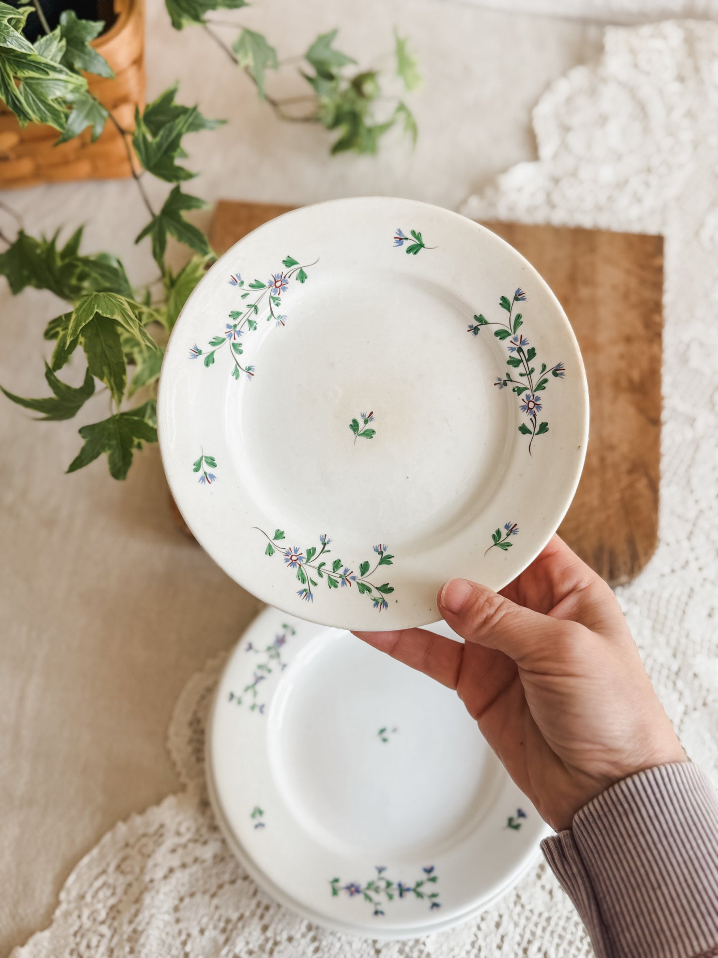 3 Antique French dessert plates (1820’s-1830’s)