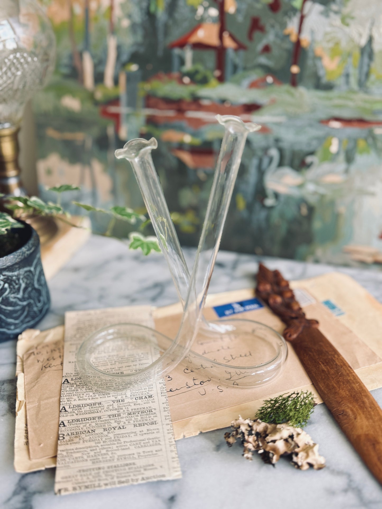 Vintage Handblown Glass Infinity Bud Vase