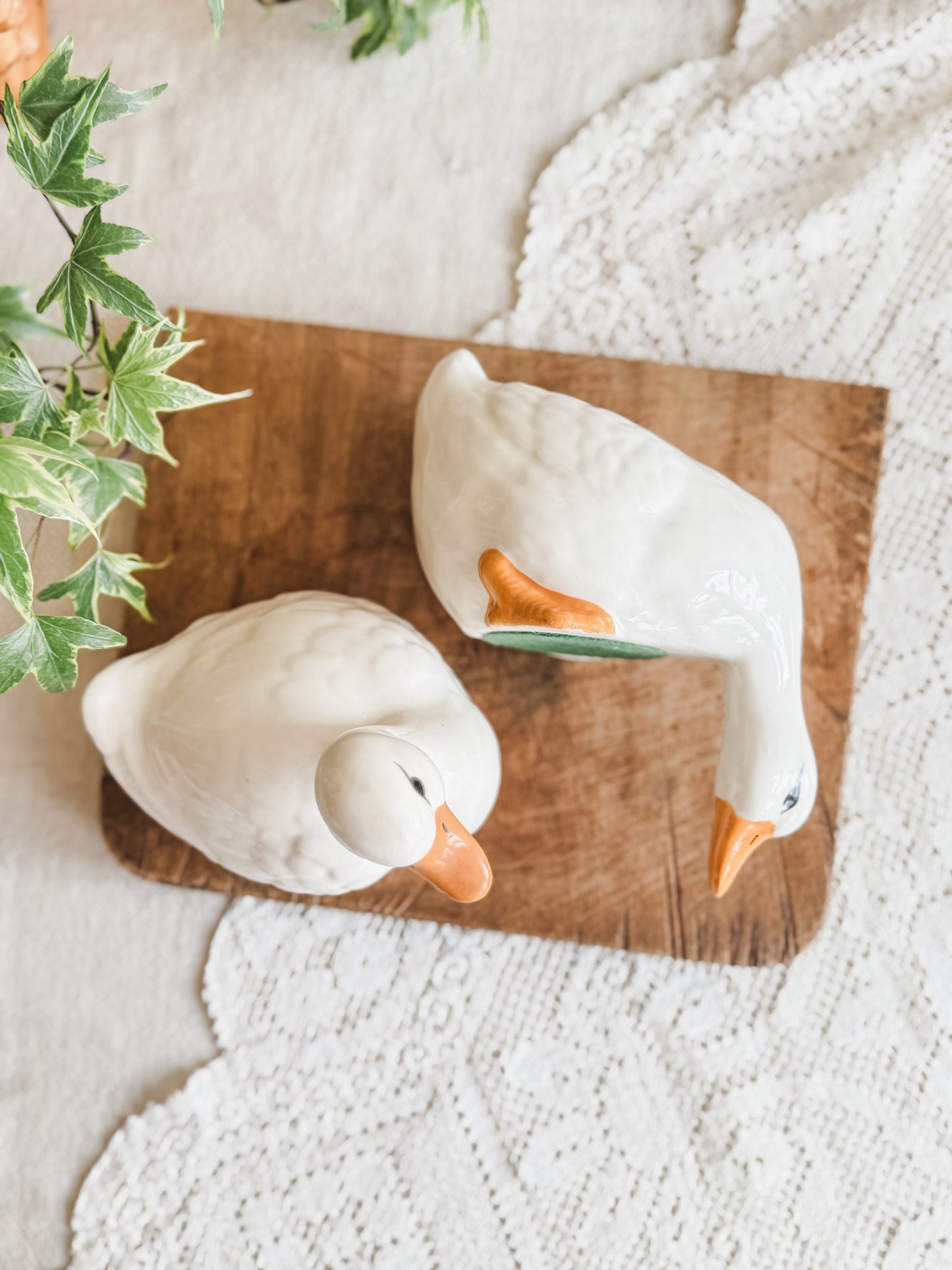 Pair of Hand painted shelf sitter ducks