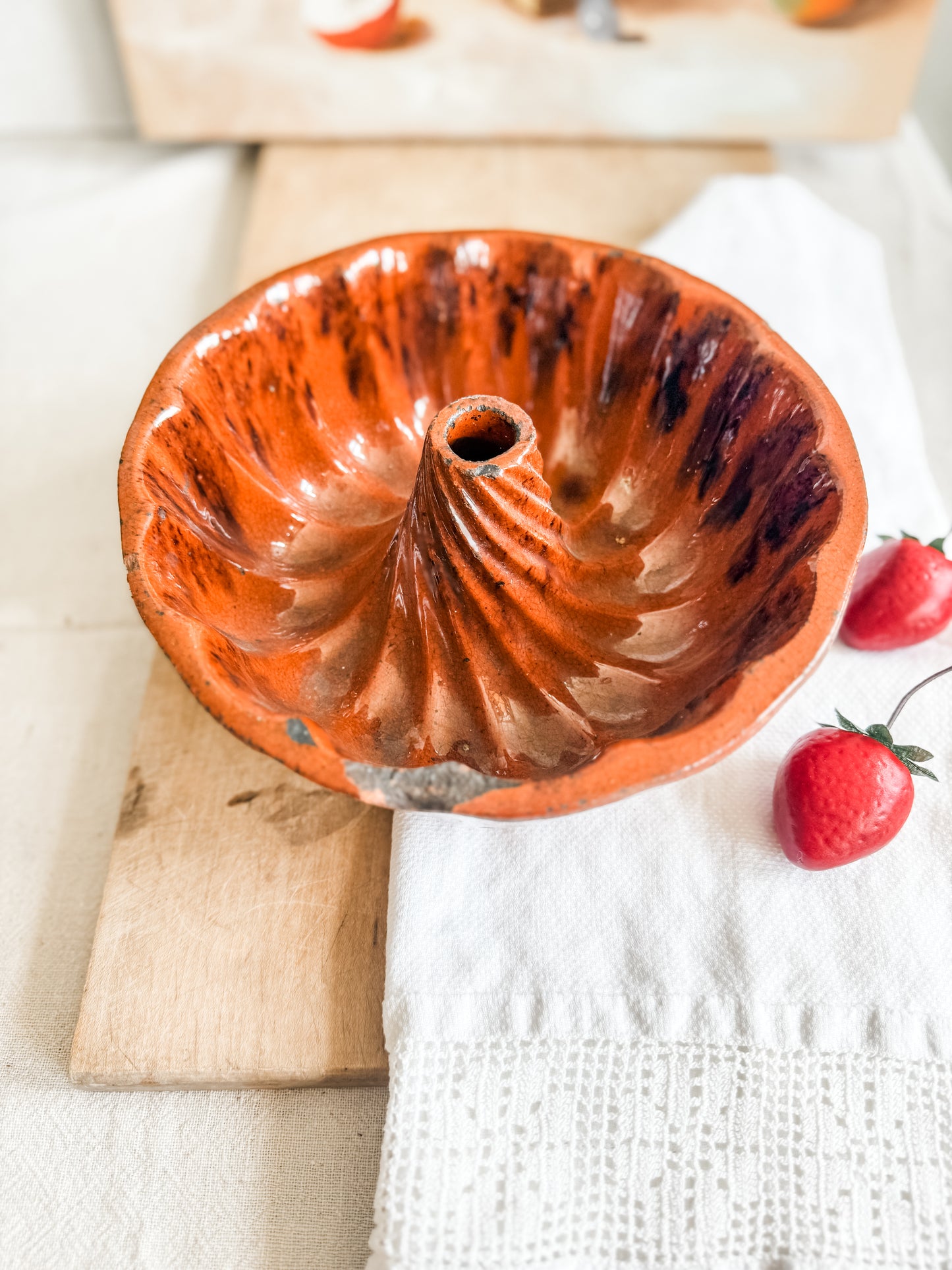 Antique Redware Bundt Pan