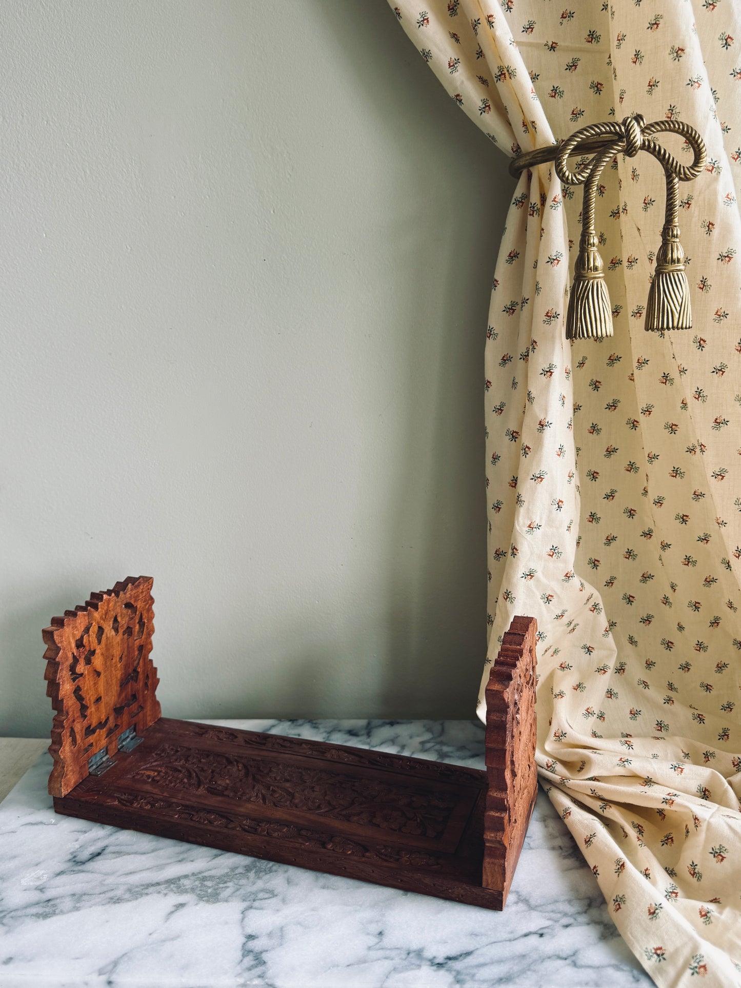 Vintage Hand carved wooden book rack