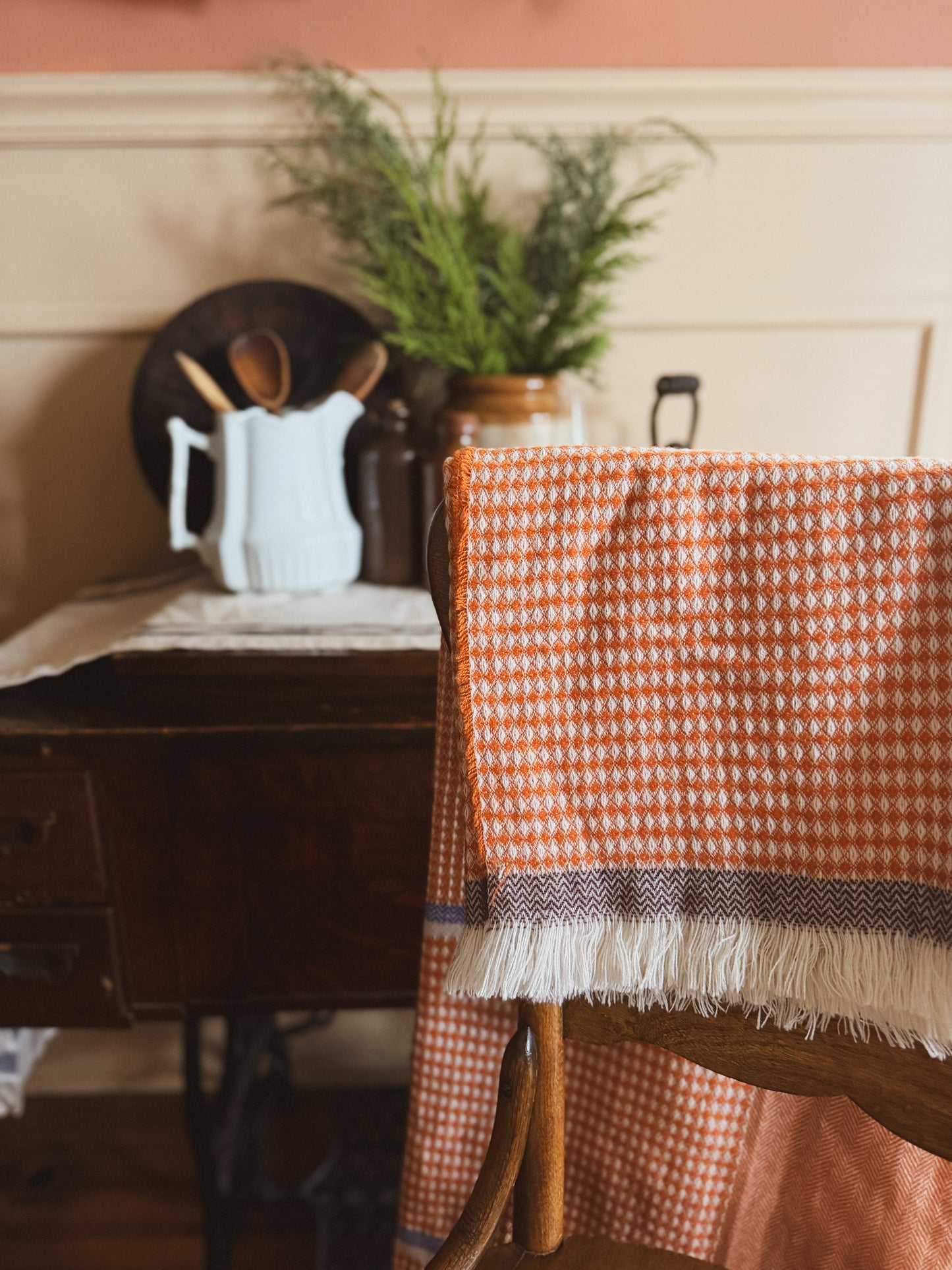 Orange and blue throw