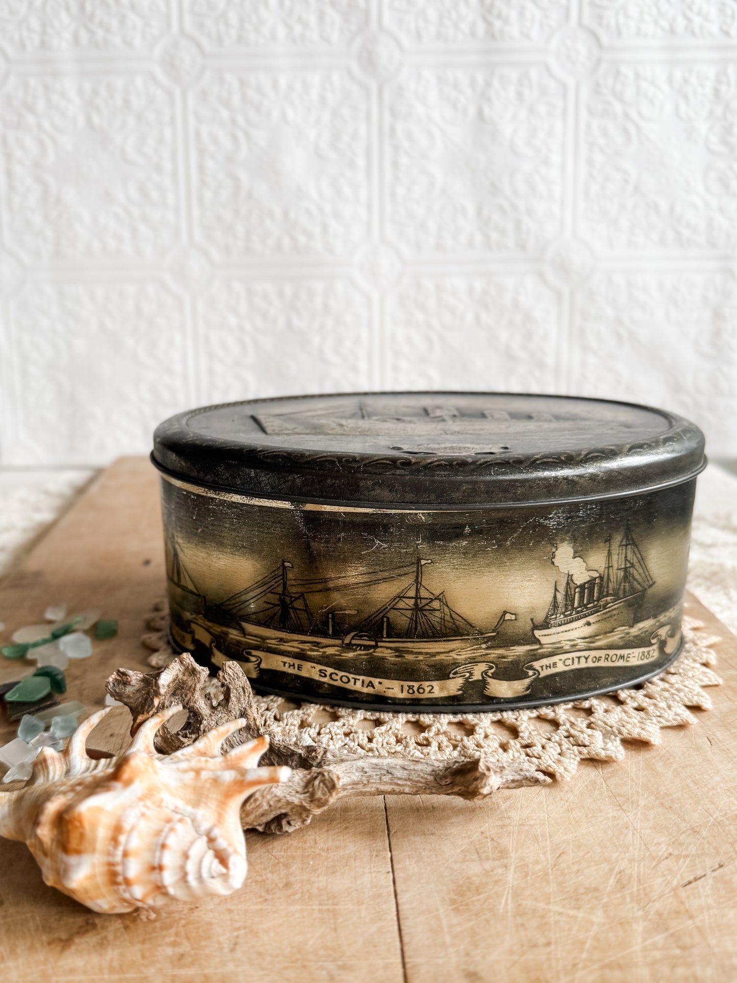 Oval 1930’s RMS Queen Mary Tin