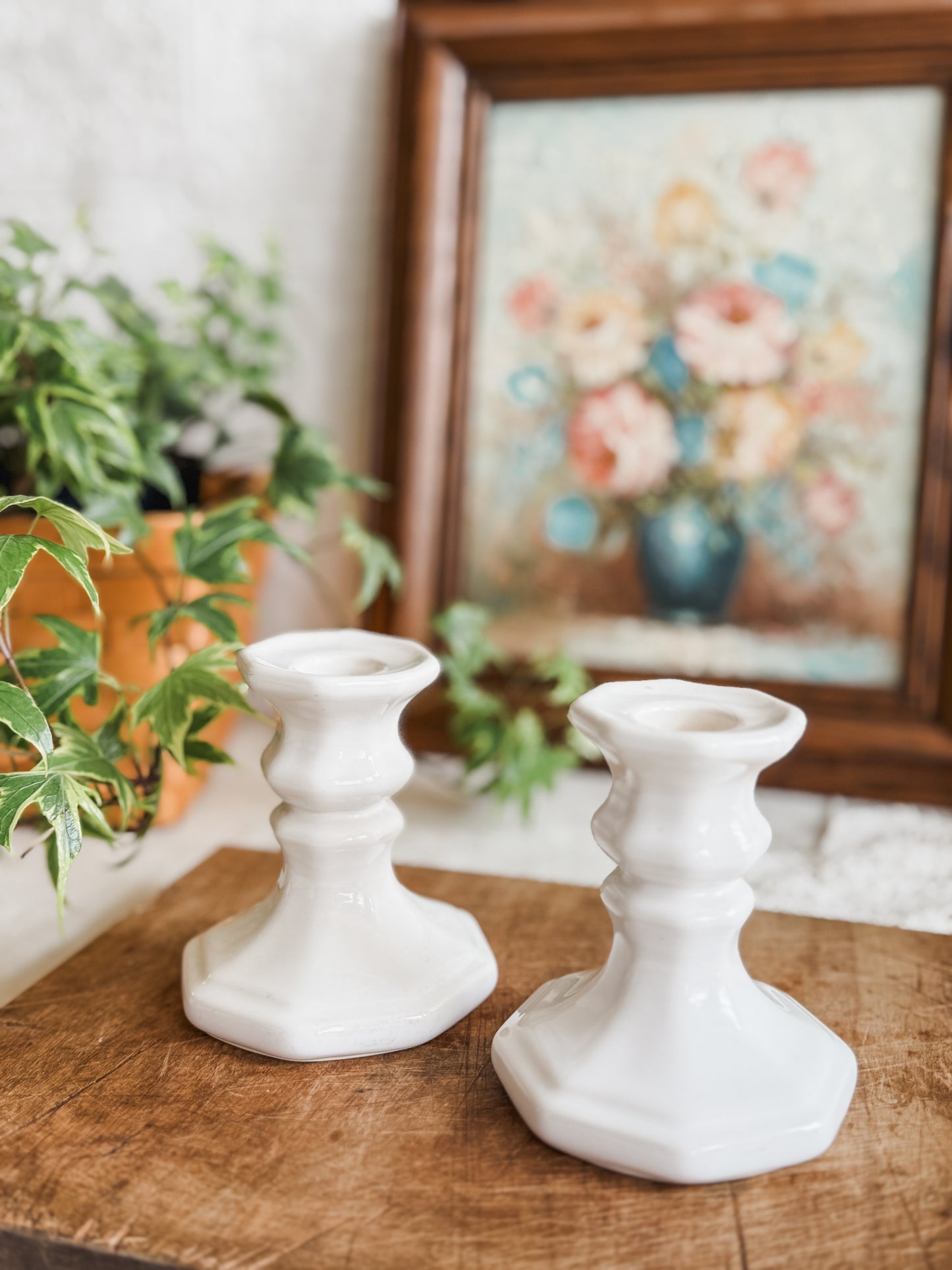 Pfaltzgraff Heritage White Candle Sticks set of 2