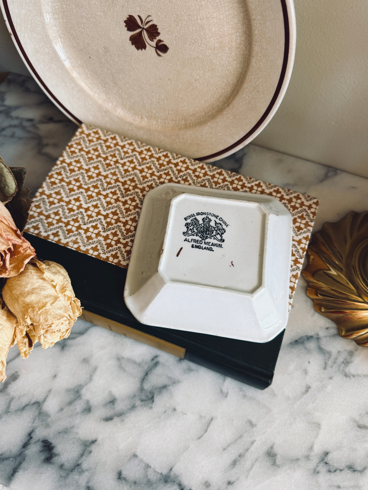 Square ironstone tea leaf square dish