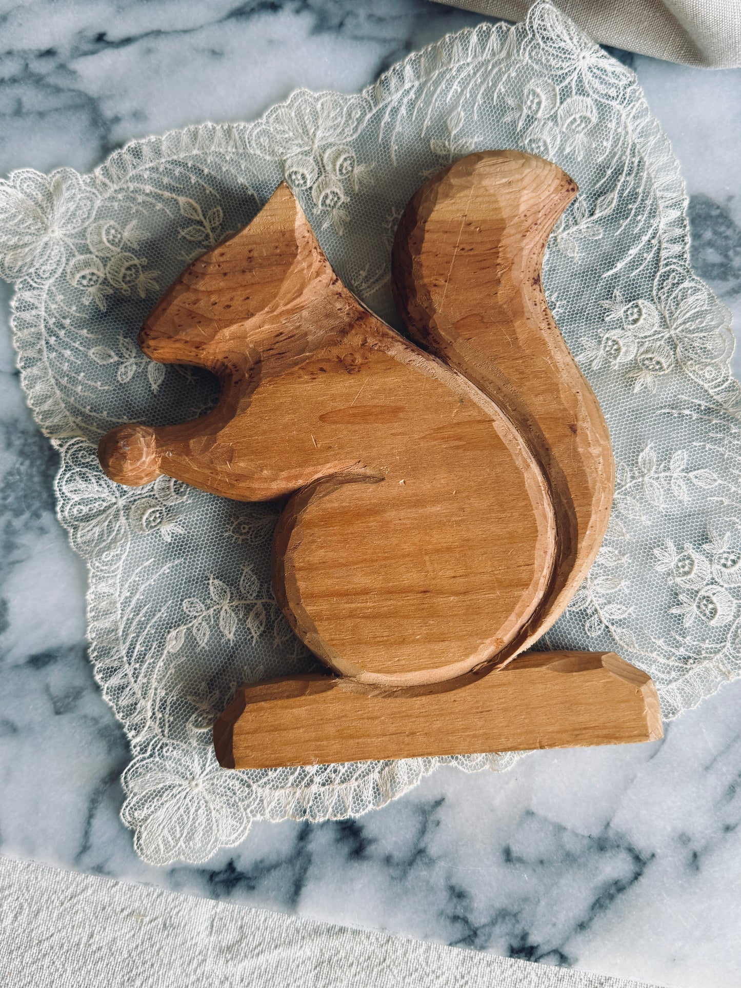 Hand carved wooden squirrel