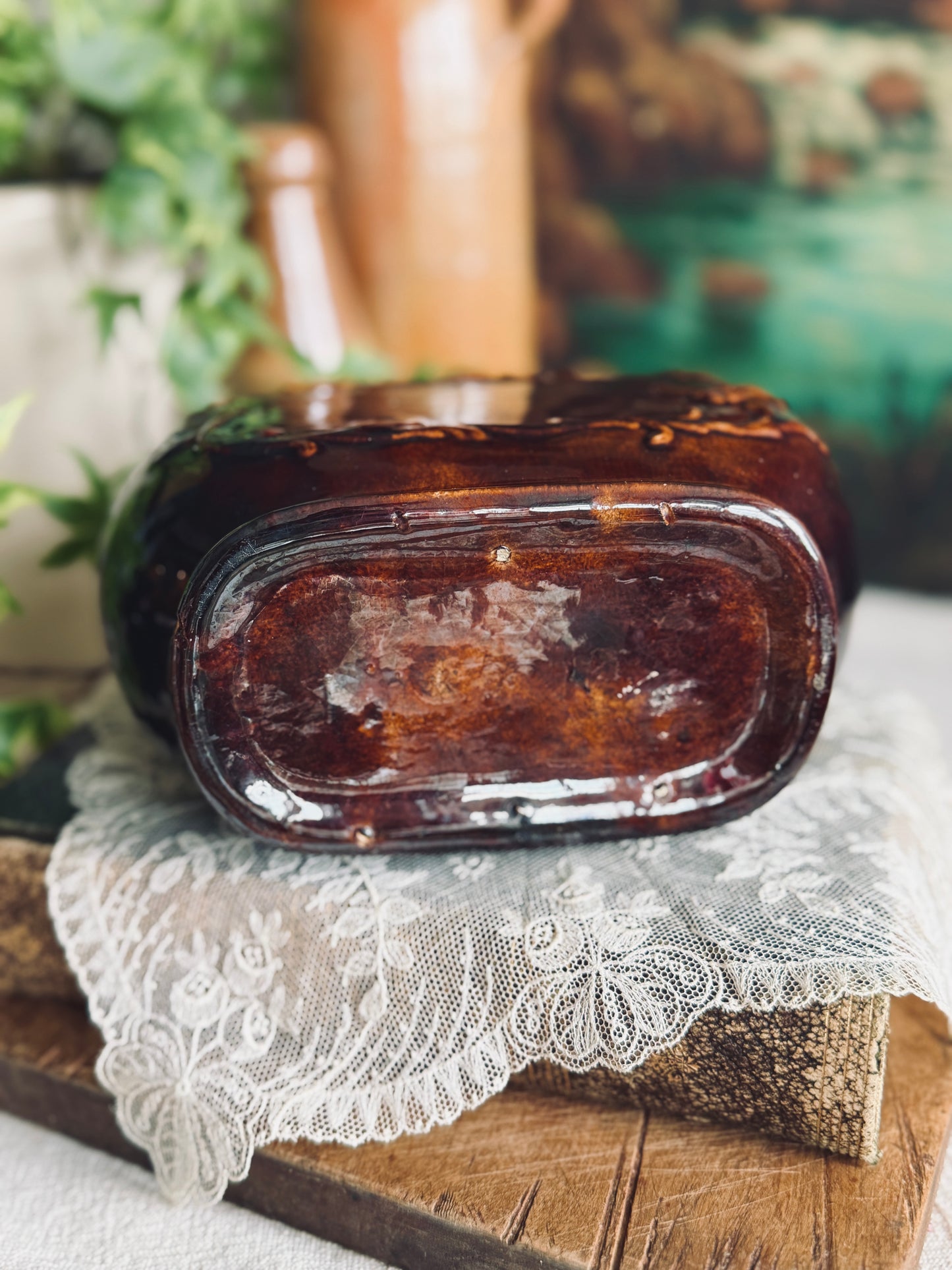 Antique drip glaze jardinière