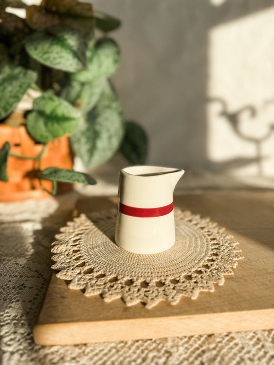 Small creamer with red stripe