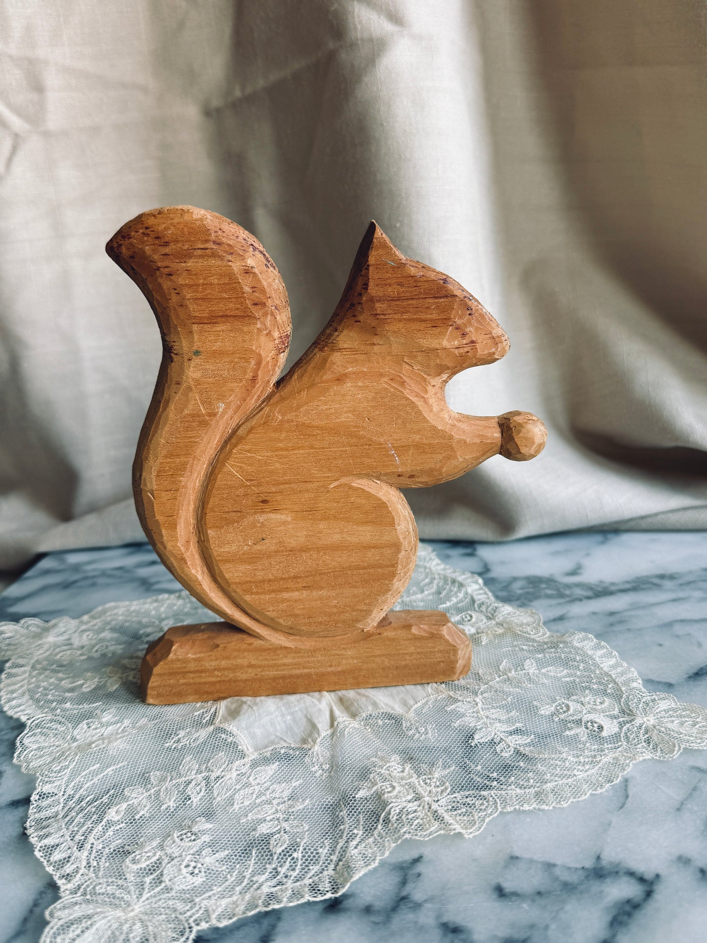 Hand carved wooden squirrel