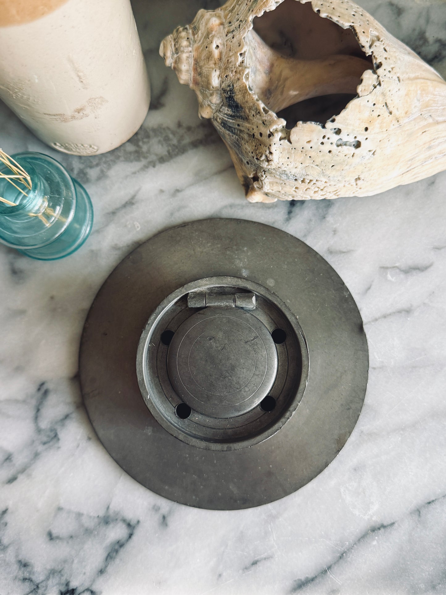 Pewter ship captains inkwell