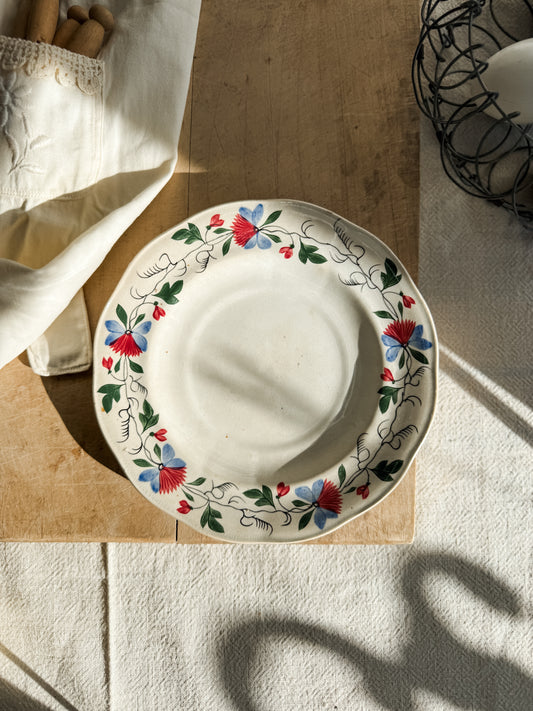 Small hand painted Antique ironstone floral plate