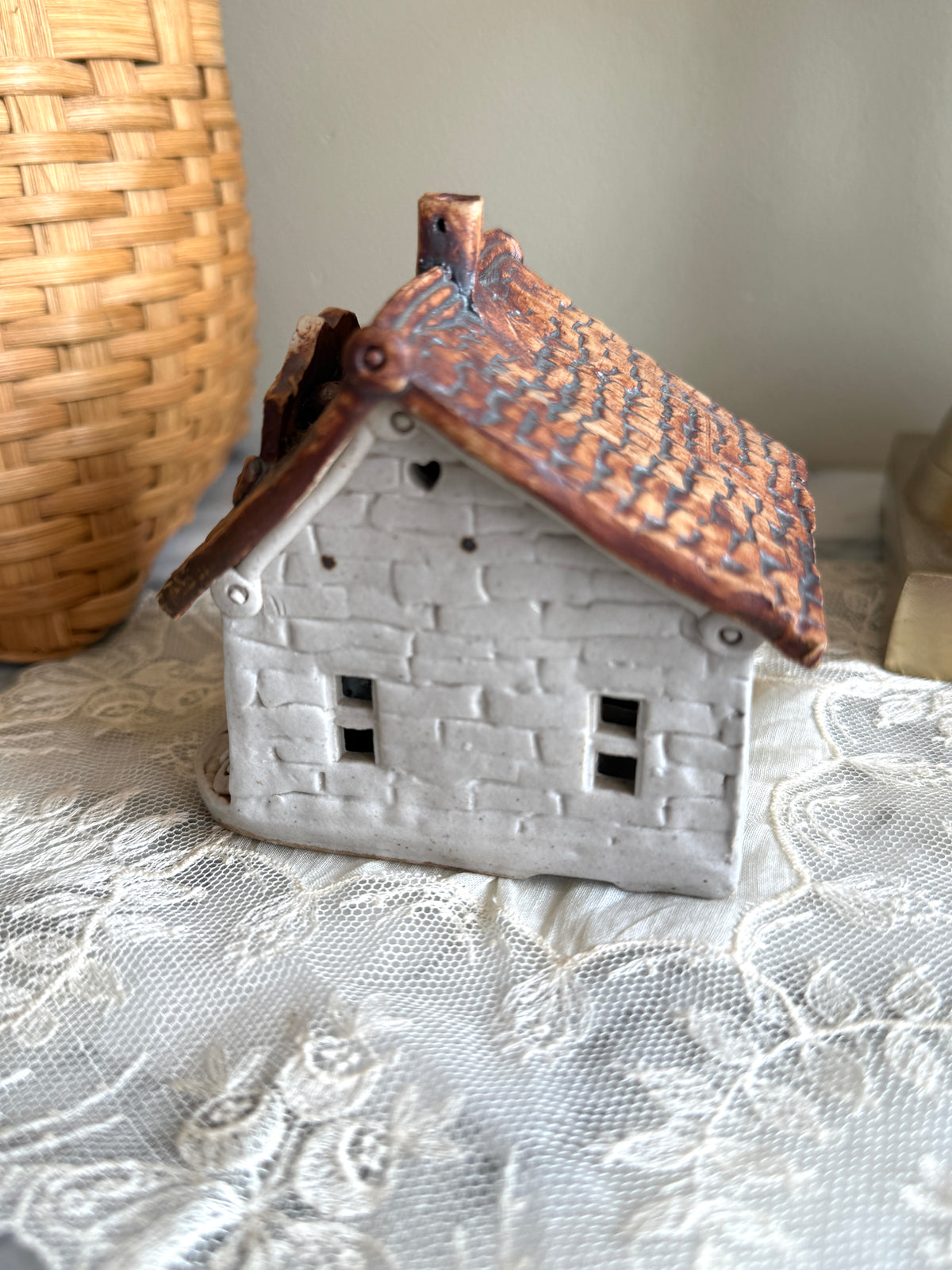 Mini handmade pottery "antique" shop light