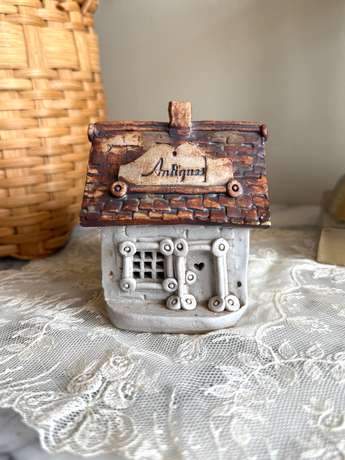 Mini handmade pottery "antique" shop light
