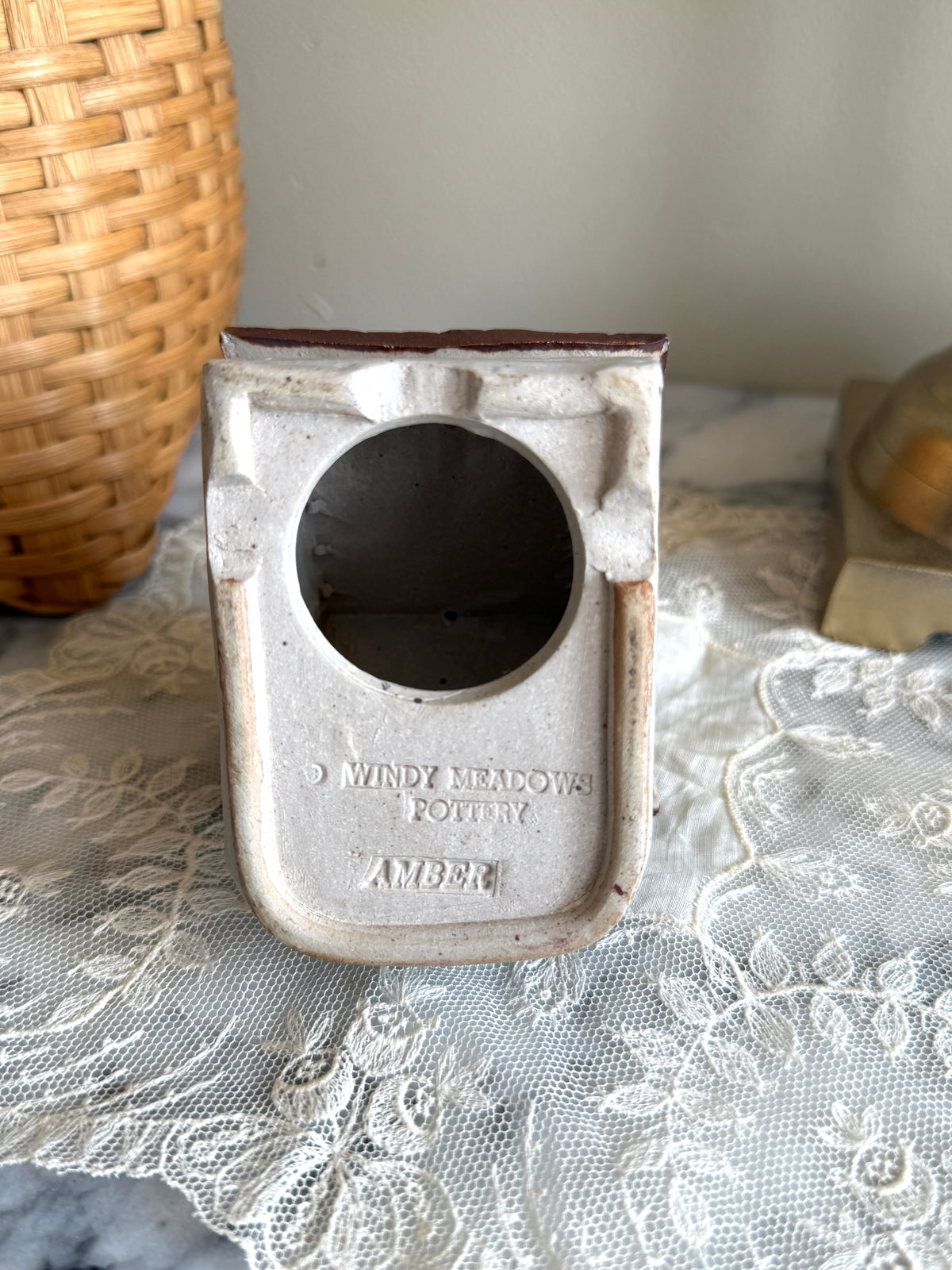 Mini handmade pottery "antique" shop light