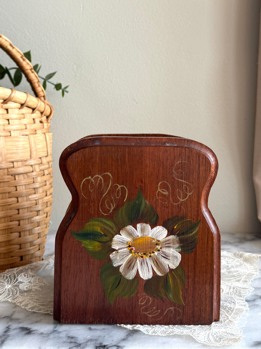 Hand painted wooden napkin holder